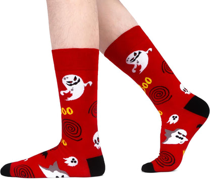 Step Up Your Style with Our Men's Funny Novelty Crazy Pattern Dress Crew Cotton Socks - Perfect Fun Gifts for Dad or Grandpa!