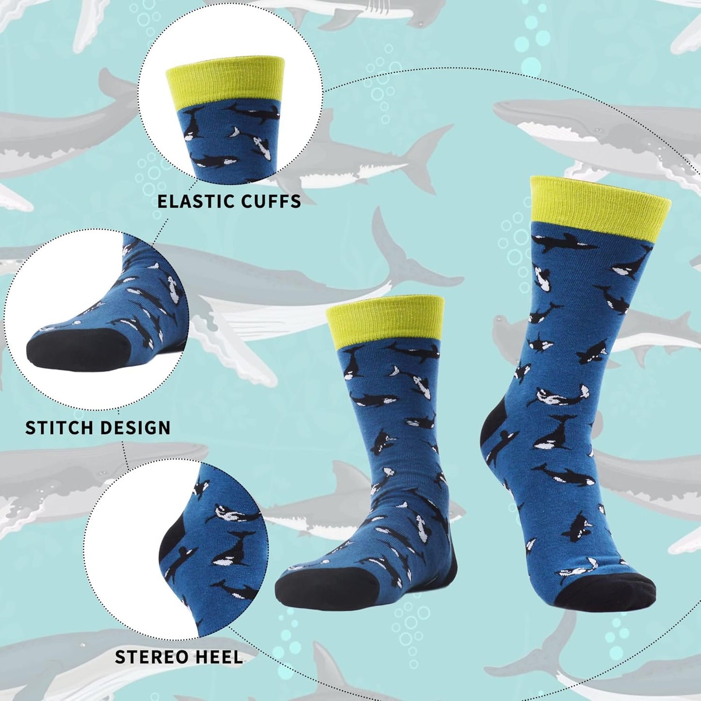 Men'S Funny Novelty Crazy Pattern Dress Crew Cotton Socks, Fun Gifts for Dad Grandpa