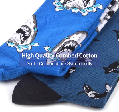 Men'S Funny Novelty Crazy Pattern Dress Crew Cotton Socks, Fun Gifts for Dad Grandpa