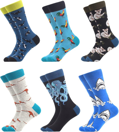 Hilarious Crazy Pattern Crew Socks for Men - Perfect Fun Gift for Dad or Grandpa!